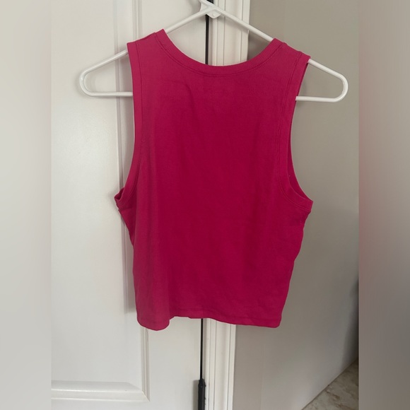 Hollister Ribbed High Neck Tank Top Pink Large - Picture 4 of 9